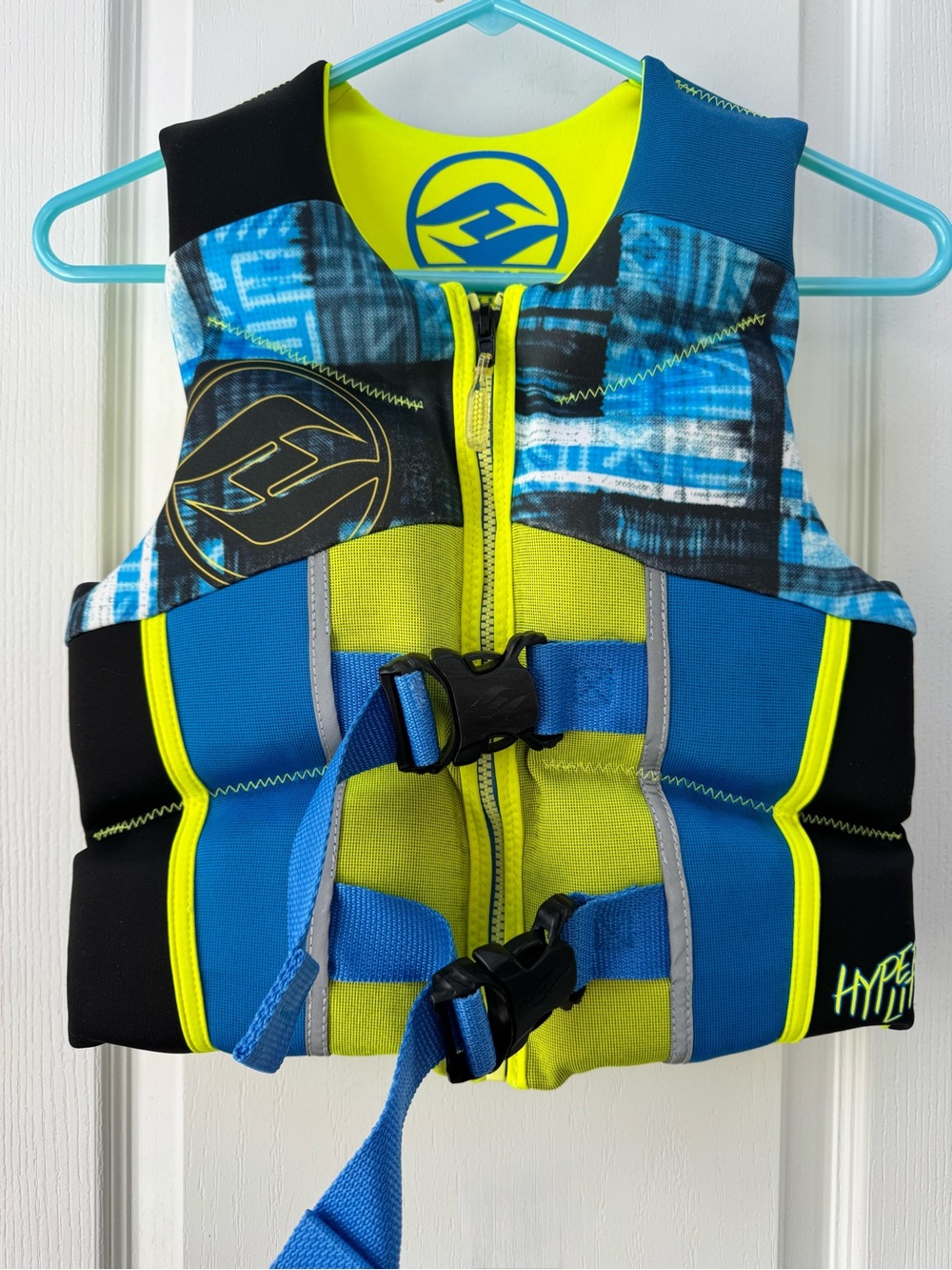 Hyperlite Kids' Blue & Lime Neoprene Life Vest